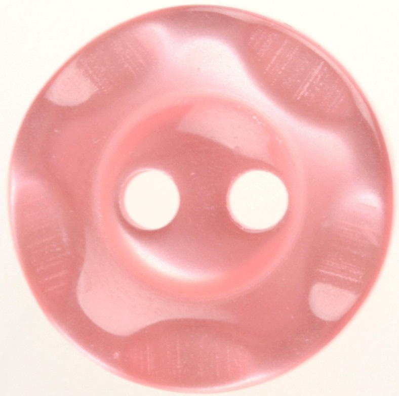 Wavy Edge Pink Button 16mm